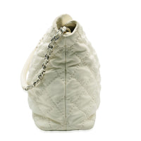 White Quilted Calfskin Ultimate Stitch Hobo