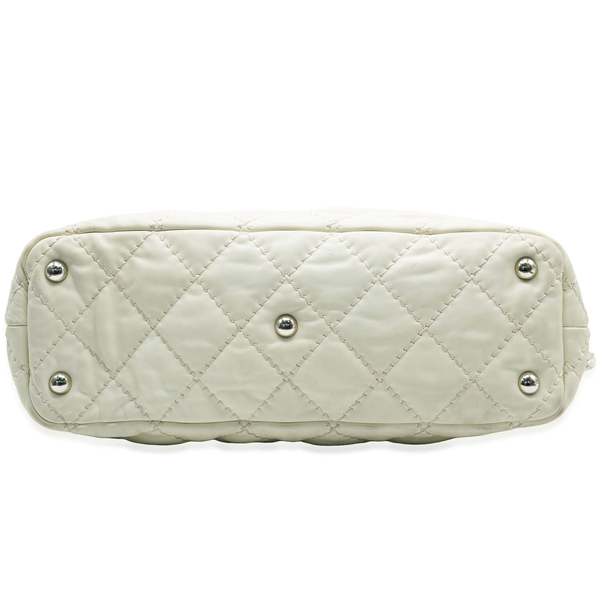 White Quilted Calfskin Ultimate Stitch Hobo