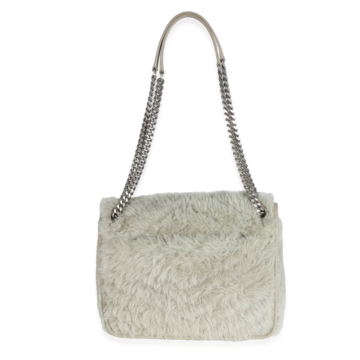 Grey Calfskin Shearling Monogram Medium Niki Satchel