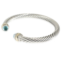 Cable Classic Blue Topaz Bracelet, 14k Yellow Gold/Sterling Silver