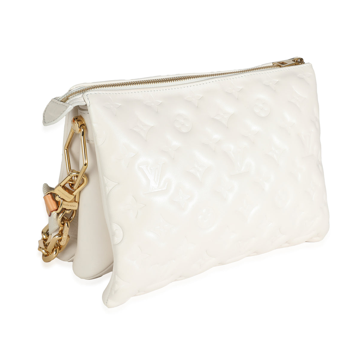 Cream Puffy Lambskin Monogram Coussin PM