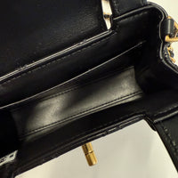 24P Black Quilted Shiny Aged Calfskin Mini Nano Kelly Shopper