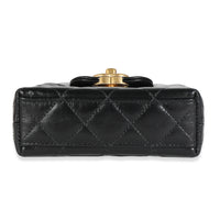 24P Black Quilted Shiny Aged Calfskin Mini Nano Kelly Shopper