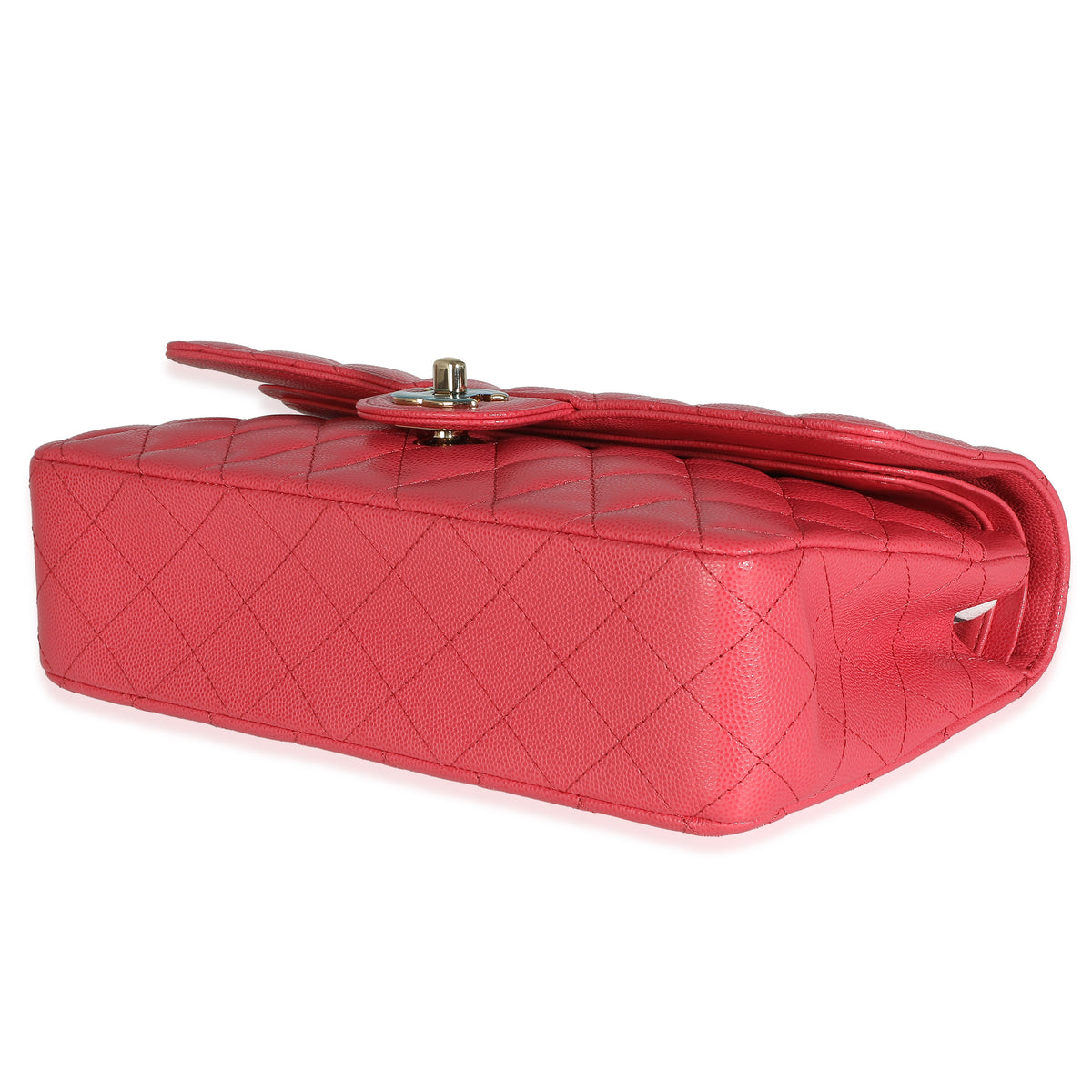 Dark Pink Quilted Caviar Medium Classic Double Flap Bag