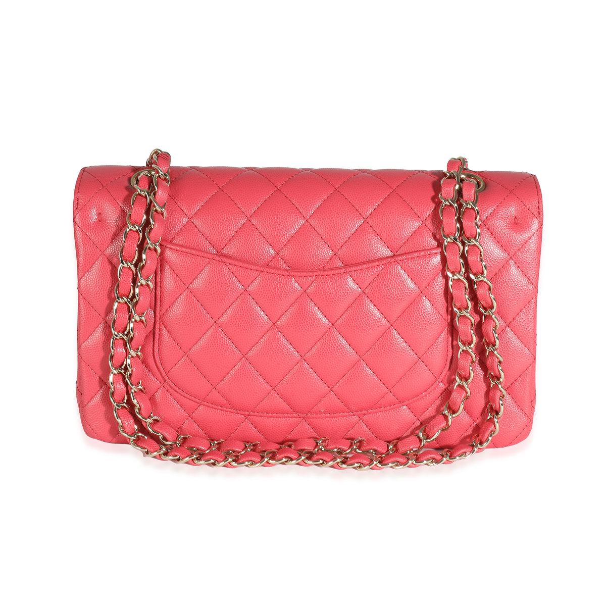 Dark Pink Quilted Caviar Medium Classic Double Flap Handbag