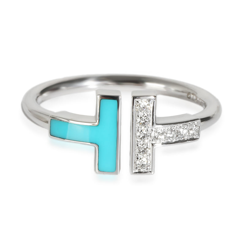 Tiffany & Co. Tiffany T Blue & Diamond Ring in 18K White Gold 0.07 CTW