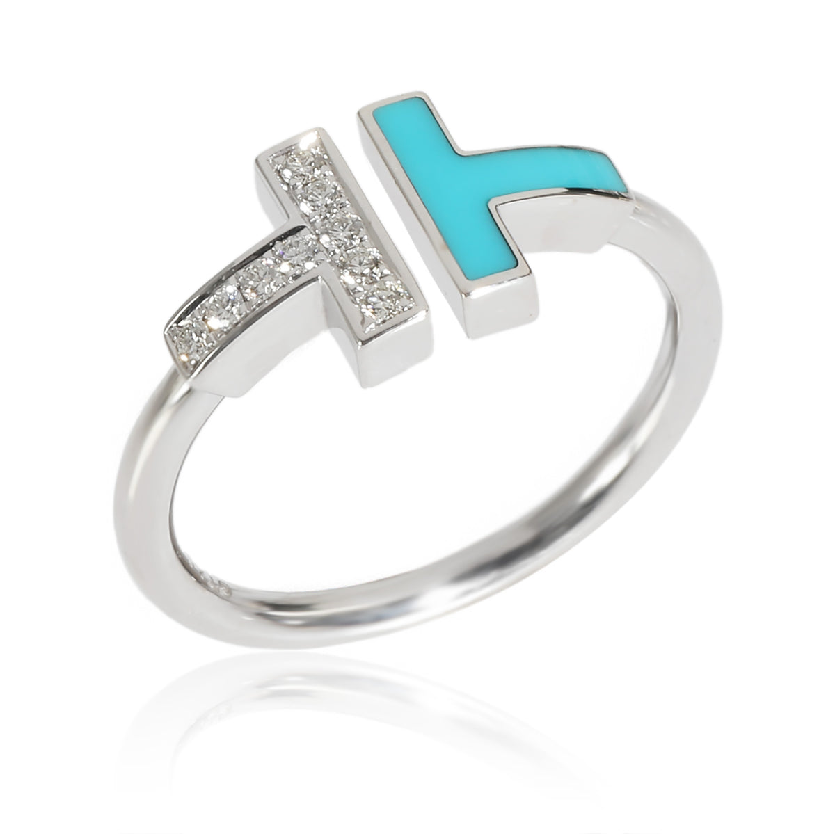 Tiffany T Blue & Diamond Ring in 18K White Gold 0.07 CTW