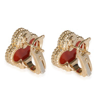 Van Cleef & Arpels Vintage Alhambra Carnelian Stud Earrings in 18K Yellow Gold