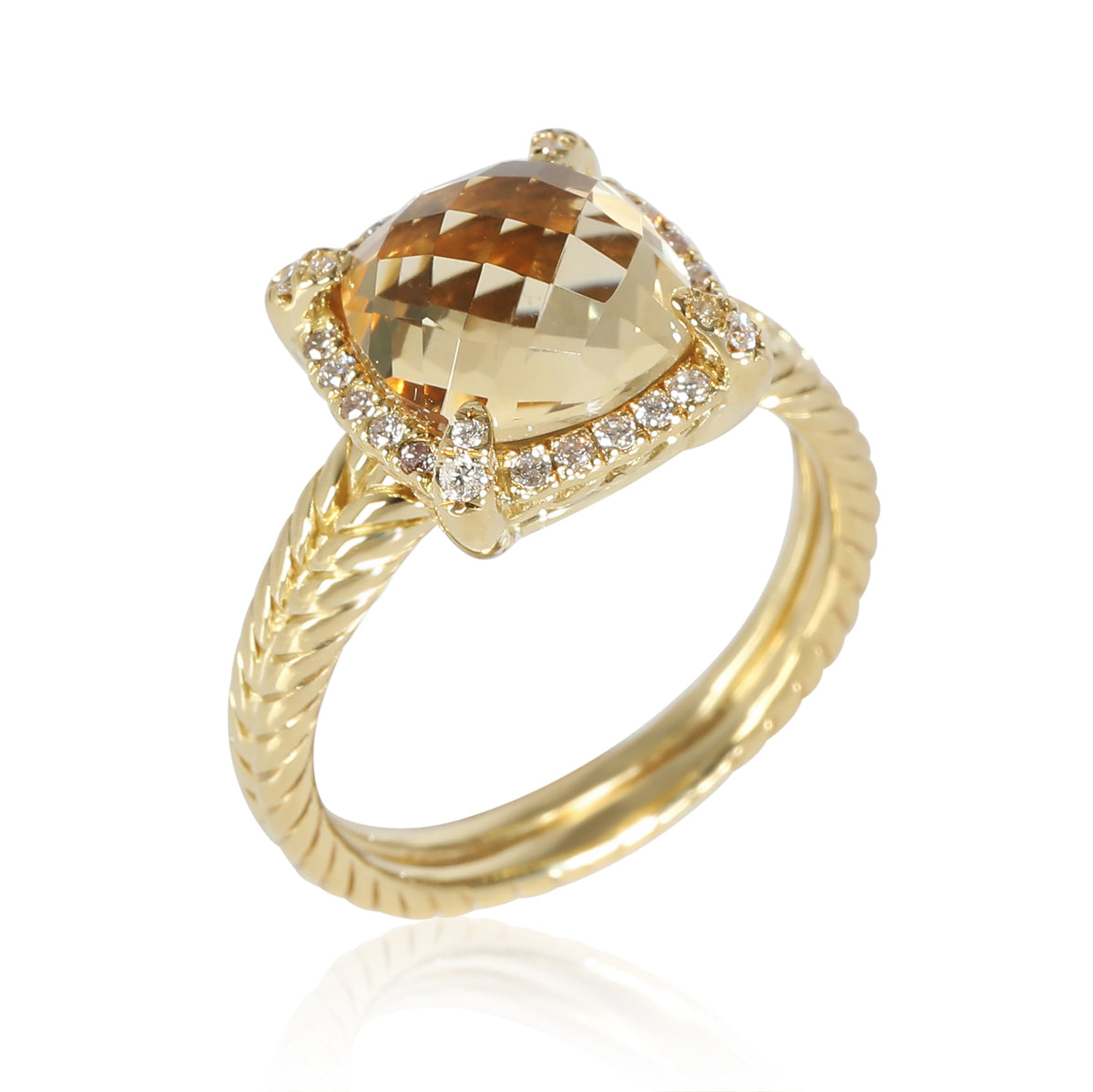 Chatelaine Citrine & Diamond Ring in 18k Yellow Gold 0.15 CTW