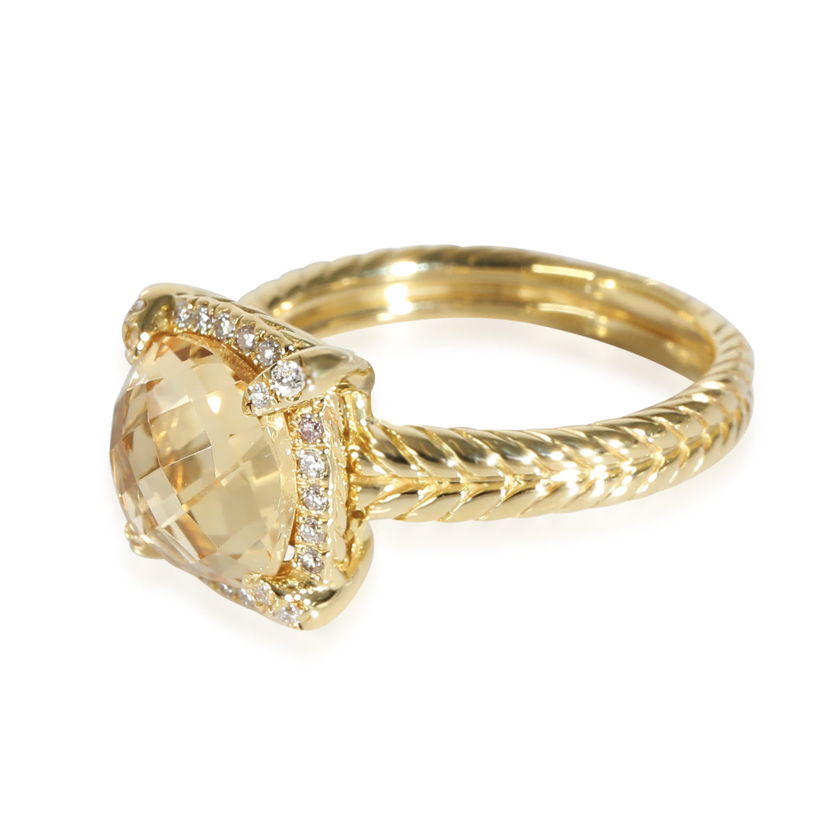 Chatelaine Citrine & Diamond Ring in 18k Yellow Gold 0.15 CTW