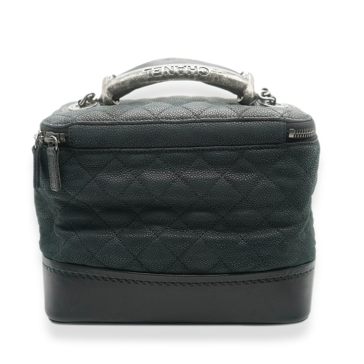 Black Matte Quilted Caviar Globe Trotter Vanity Case