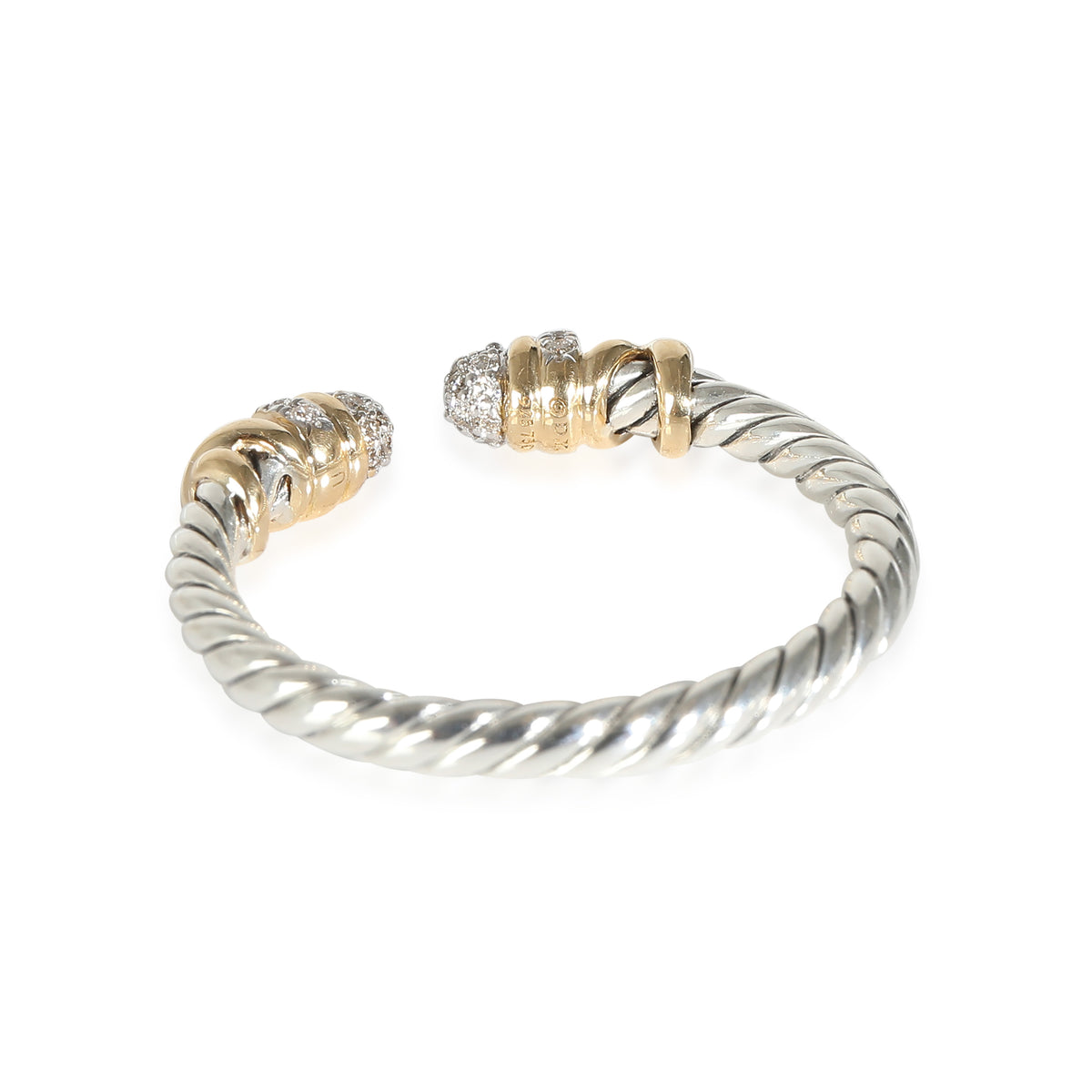 David Yurman Petite Helena Ring in 18k Yellow Gold/Sterling Silver 0.16 CTW