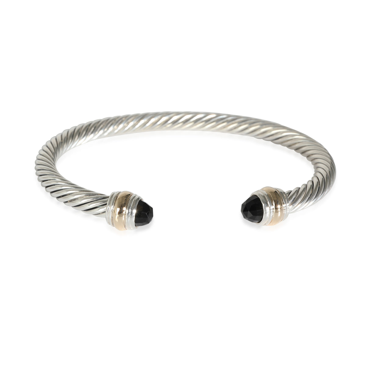 David Yurman Cable Classic Onyx Cuff Bangle in 14k Yellow Gold/Sterling Silver