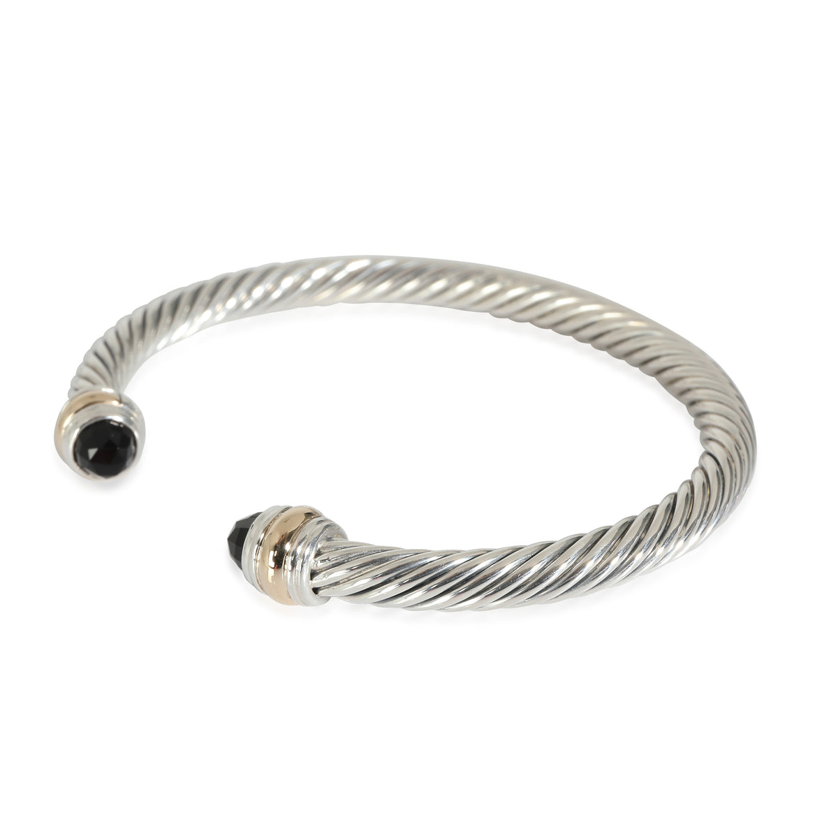 David Yurman Cable Classic Onyx Cuff Bangle in 14k Yellow Gold/Sterling Silver