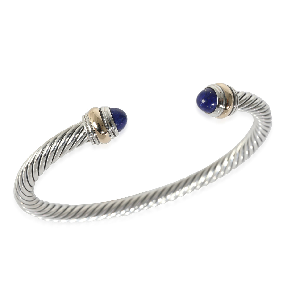 5 mm Cable Classic Lapis Cuff in 14k Yellow Gold/Sterling Silver