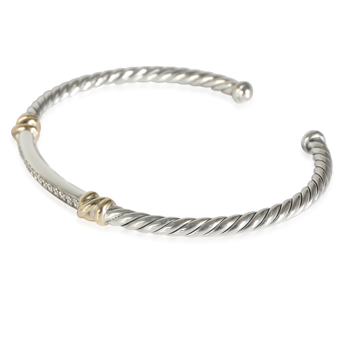 David Yurman Helena Bracelet in 18k Yellow Gold/Sterling Silver 0.25 CTW