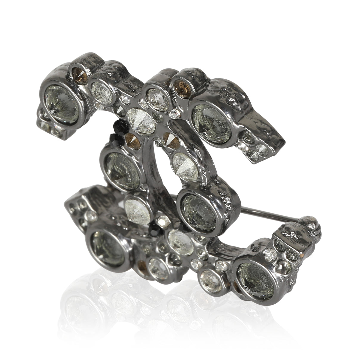 2012 Silver Tone Strass CC Brooch