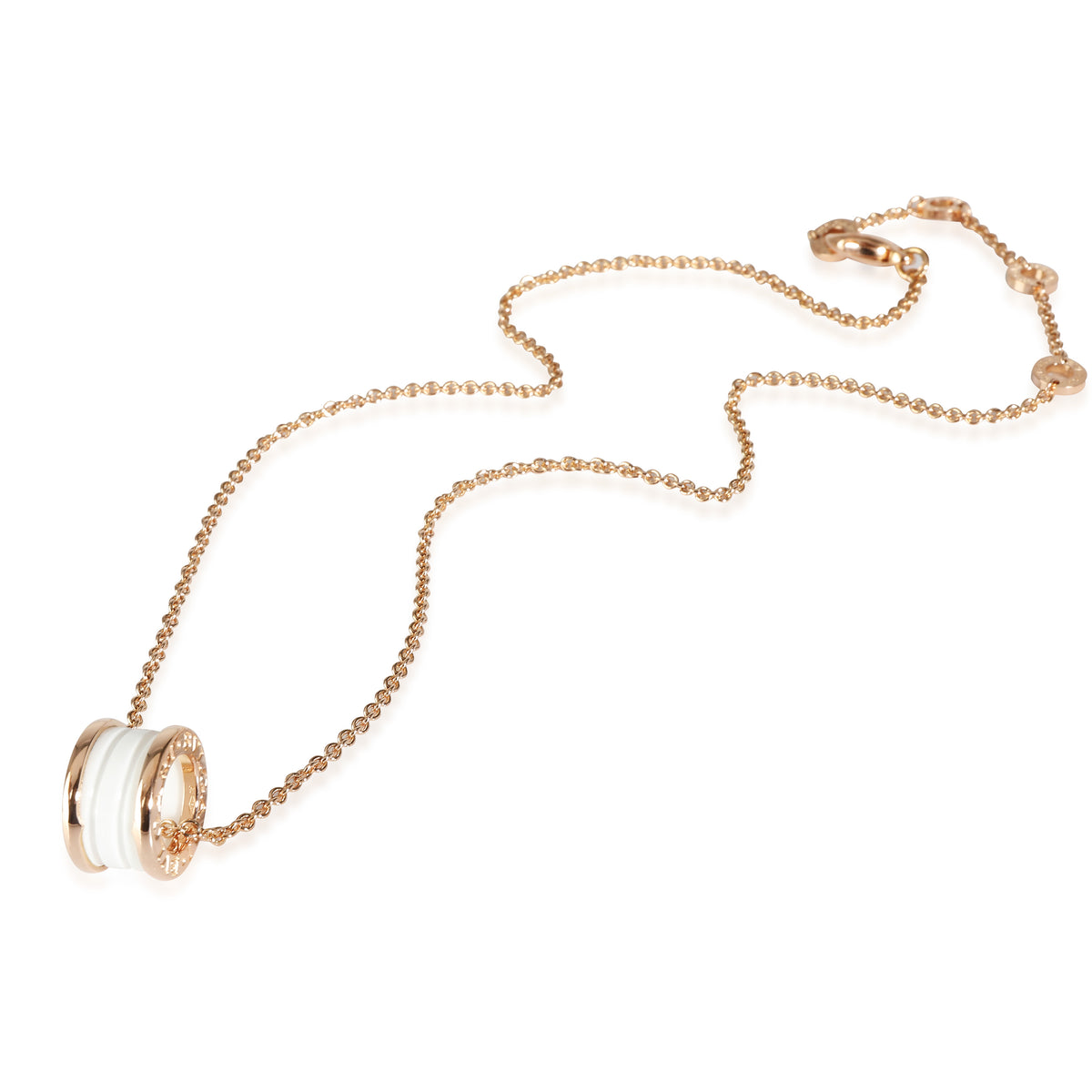 Bvlgari B.zero1 White Ceramic Necklace in 18K Rose Gold