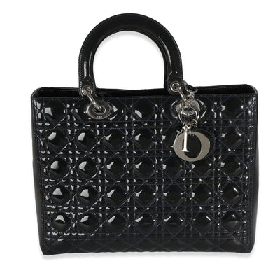 Navy Patent Cannage Large Lady Dior