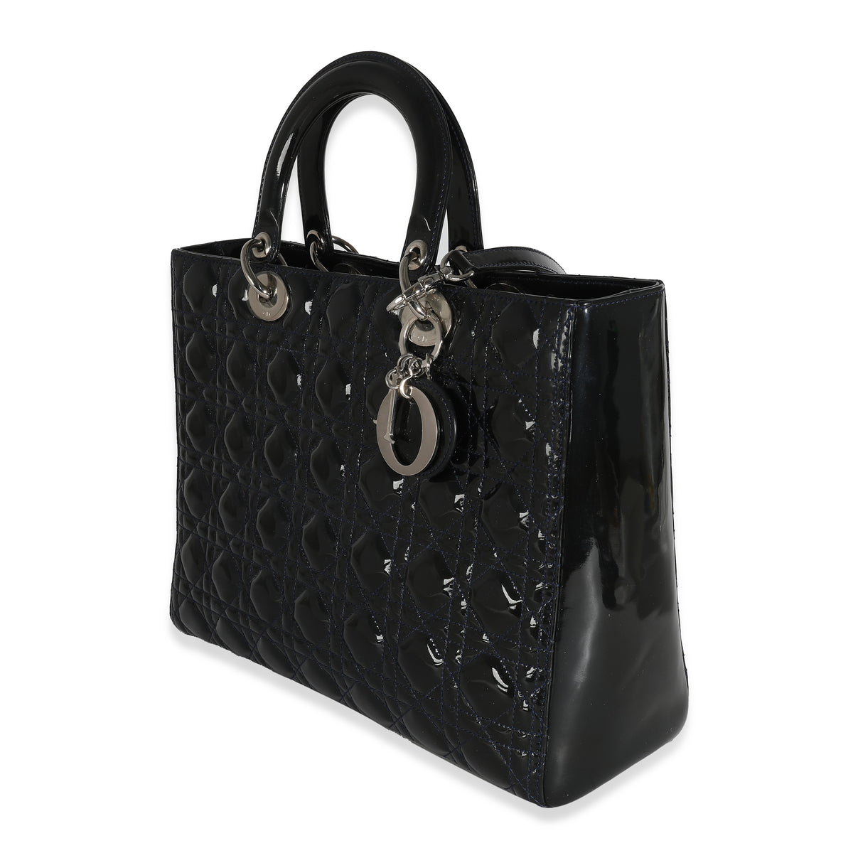 Navy Patent Cannage Large Lady Dior