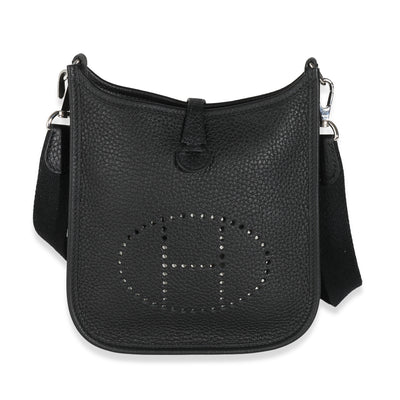 Hermès Black Clemence Mini Evelyne TPM 16 PHW