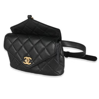 Black Quilted Calfskin Carry With Chic Flap Waist Bag