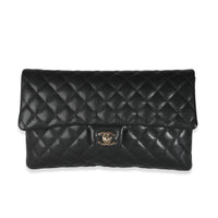 Chanel 18S Black Quilted Caviar Timeless Flap Clutch