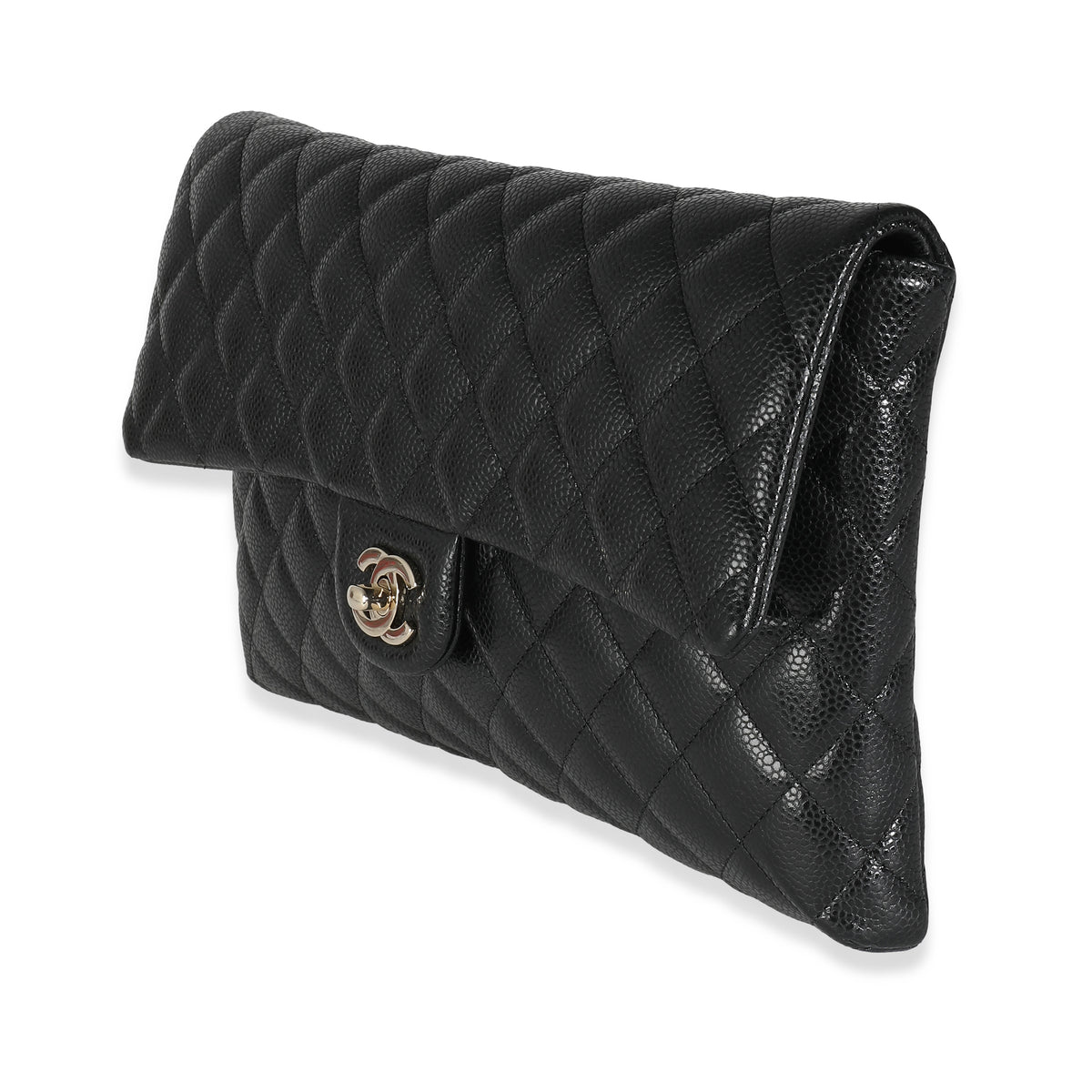Chanel 18S Black Quilted Caviar Timeless Flap Clutch