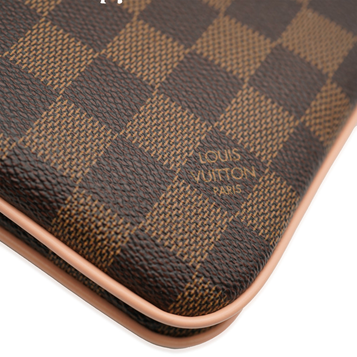 Louis Vuitton Pink Damier Ebene Canvas Double Zip Pochette