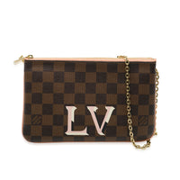 Louis Vuitton Pink Damier Ebene Canvas Double Zip Pochette