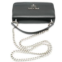 Black Calfskin Logo Flap Chain Crossbody