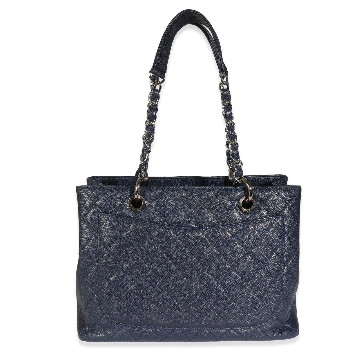 Chanel Navy Quilted Caviar Grand Shopping Tote