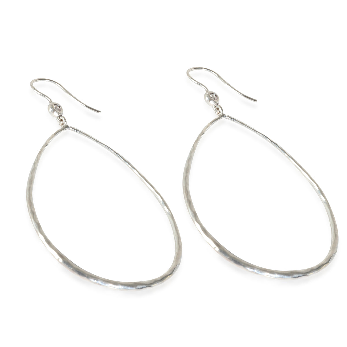 ppolita Classico Hammered Teardrop Earrings with Diamonds in Sterling Silver