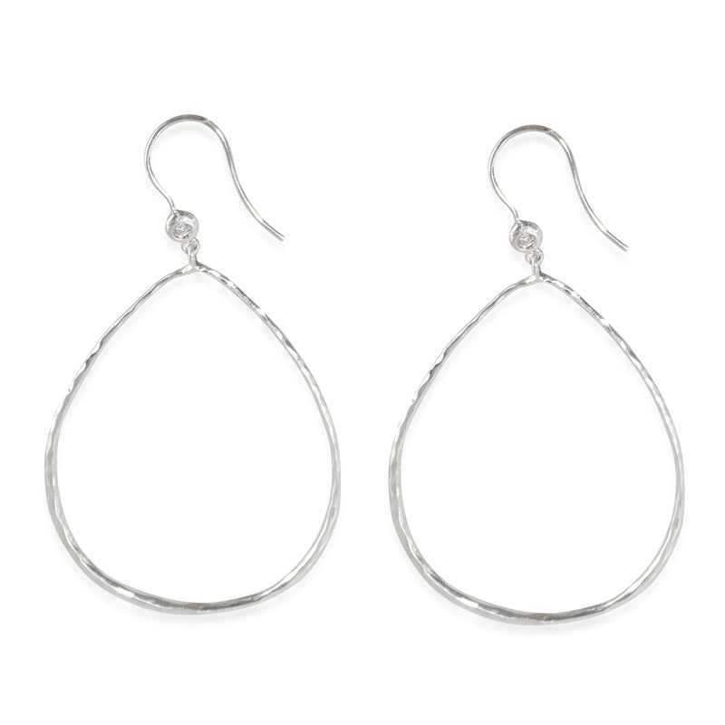 ppolita Classico Hammered Teardrop Earrings with Diamonds in Sterling Silver