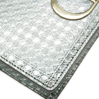 Silver Metallic Patent Micro Cannage 30 Montaigne 2 in 1 Pouch