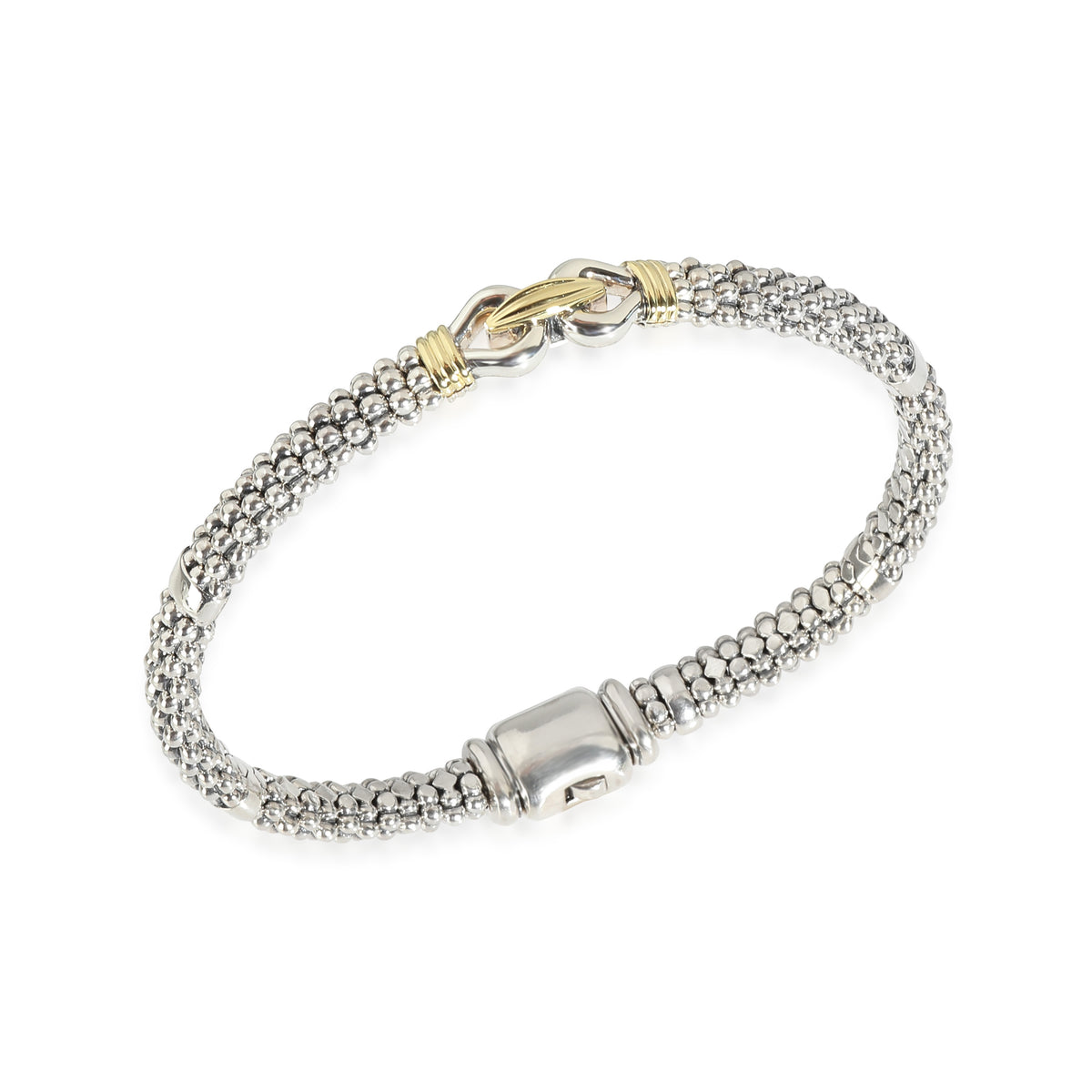 Caviar Buckle Bracelet in 18K Yellow Gold/Sterling Silver