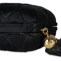 Chanel Black Quilted Satin CC Tassel Box Clutch Handbag ad3