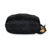 Chanel Black Quilted Satin CC Tassel Box Clutch Handbag stamp