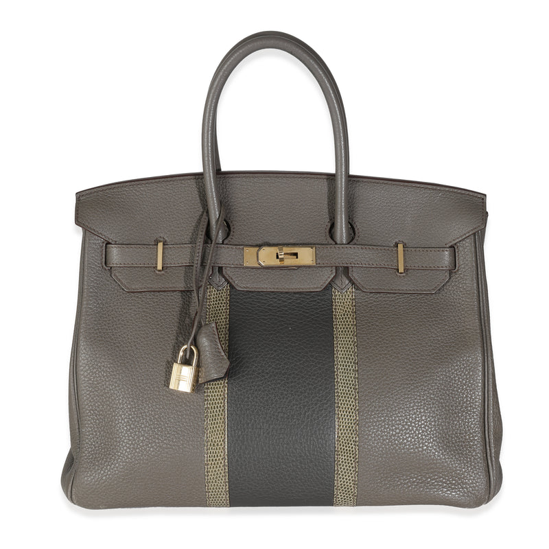 Étain Clemence Graphite Gris Fonce Lizard Club Birkin 35 PBHW