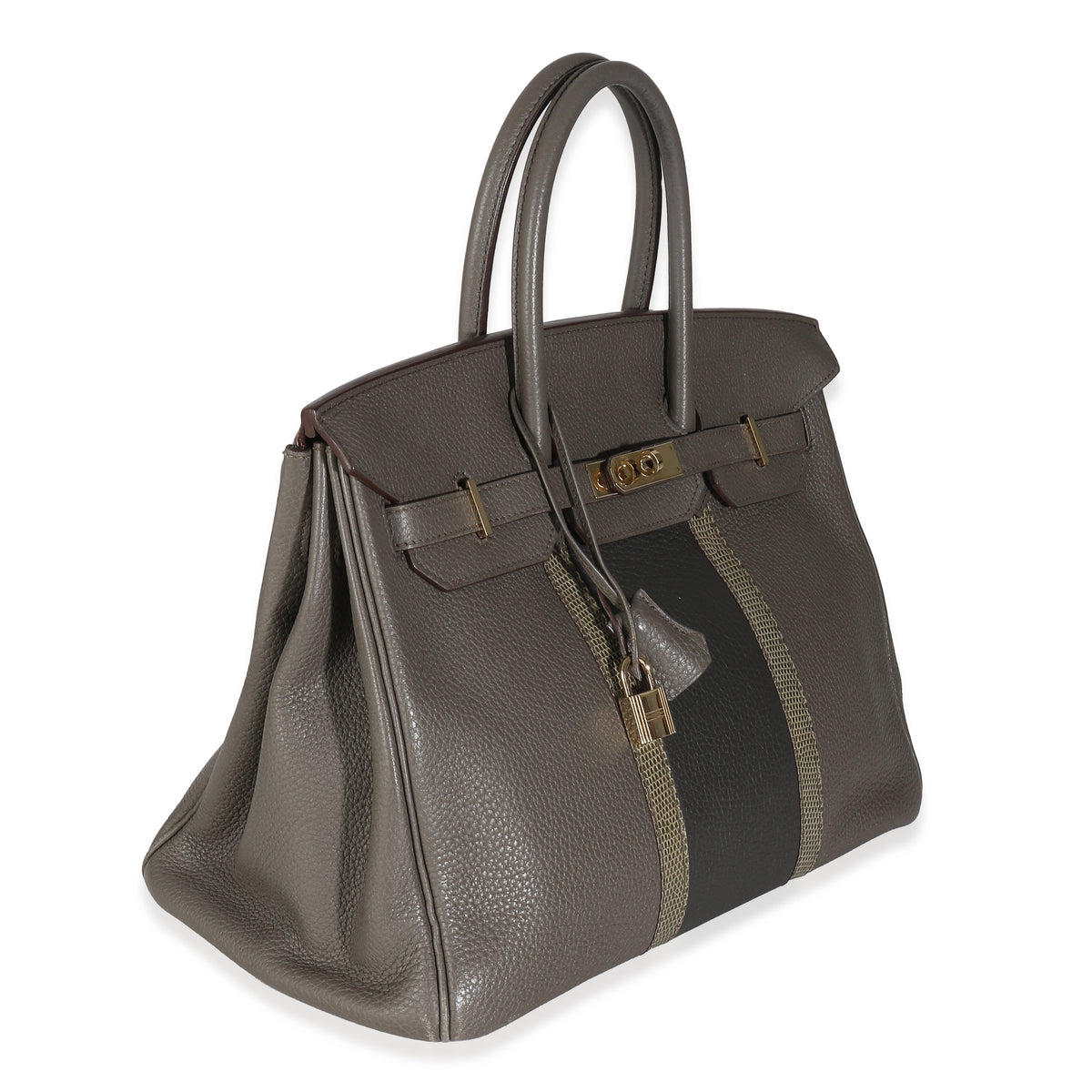 Étain Clemence Graphite Gris Fonce Lizard Club Birkin 35 PBHW