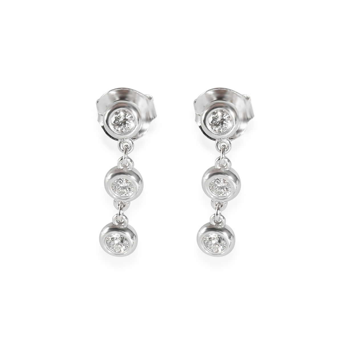 Elsa Peretti Diamond By The Yard Drop Earrings in Silver 0.3 CTW