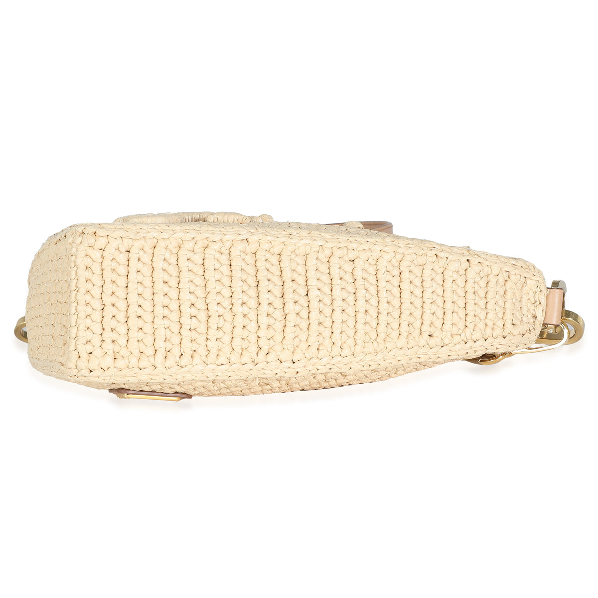 Prada Natural Raffia Top Handle Triangle Pouch