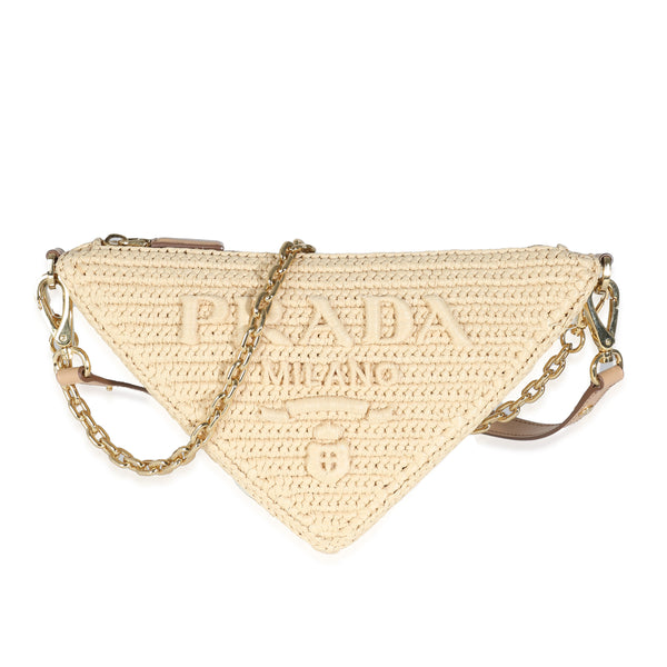 Prada Natural Raffia Top Handle Triangle Pouch | myGemma | Item