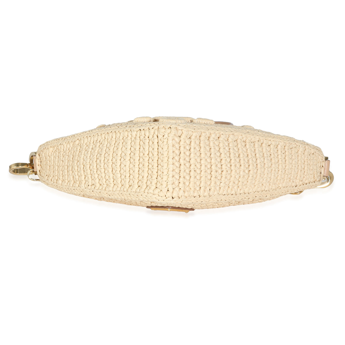 Prada Natural Raffia Top Handle Triangle Pouch