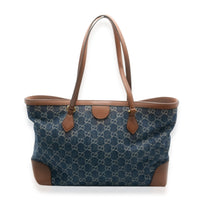 Blue Tea Cuir New Denim GG Medium Ophidia Shopping Tote