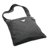 Black Nylon Front Pocket Logo Messenger