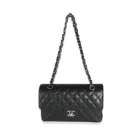 Black Quilted Caviar Small Classic Double Flap Handbag