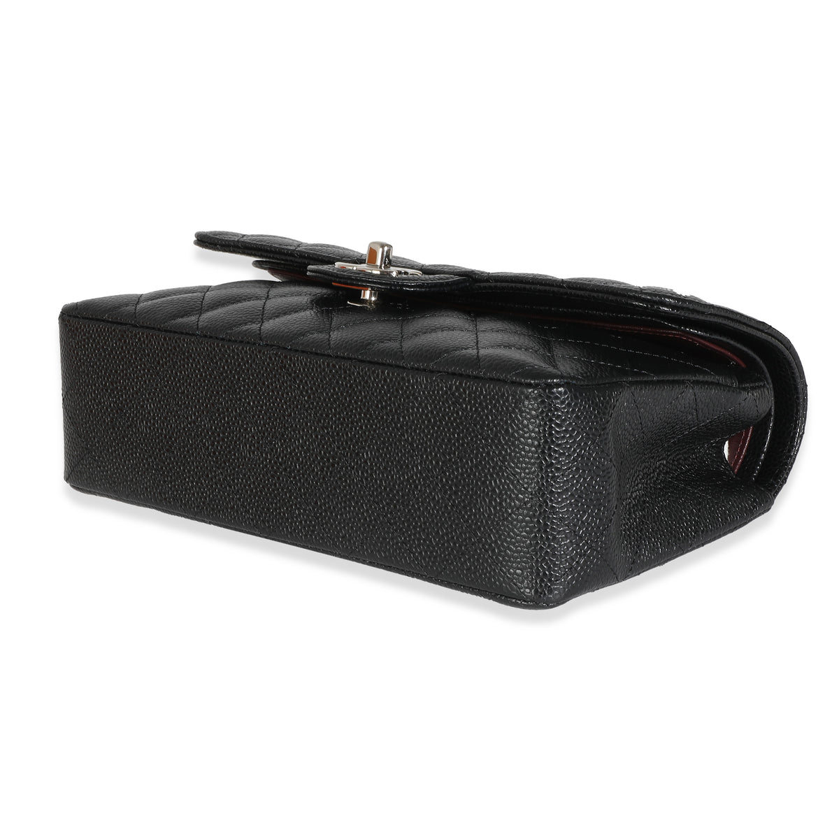 Black Quilted Caviar Small Classic Double Flap Handbag