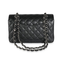 Black Quilted Caviar Small Classic Double Flap Handbag