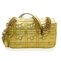 Metallic Gold Calfskin Studded Pearly GG Marmont Bag
